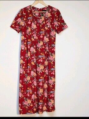Vintage MHM Melissa Harper 80s Rose Floral Short-Sleeve Midi Dress, Sz 10